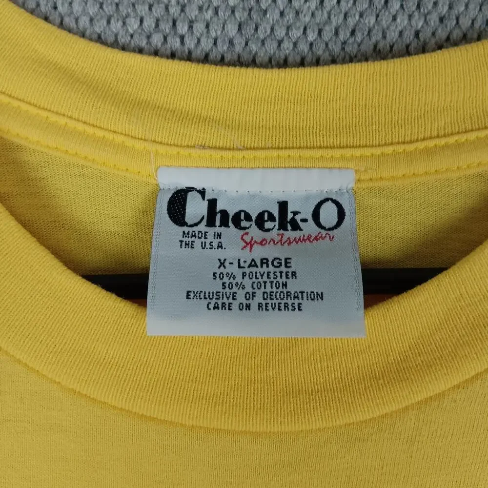 Cheek-O Sportswear Tee Womens‎ XL Yellow Embroidered Fish Go For It! USA Made - Picture 6 of 11